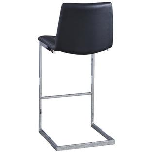 Best Master Furniture Blanca Black Faux Leather Bar Chairs in Silver