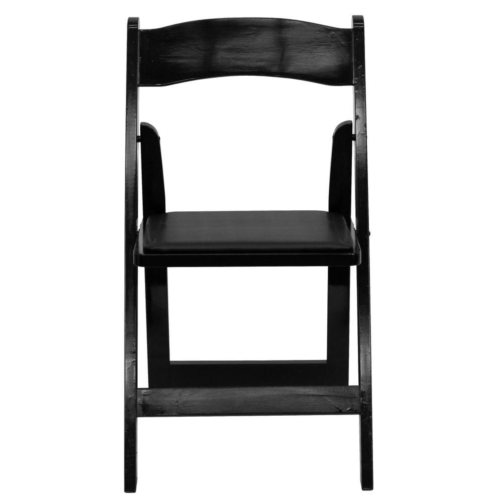 Flash Furniture HERCULES Series Black Wood Folding Chair with Vinyl Padded Seat