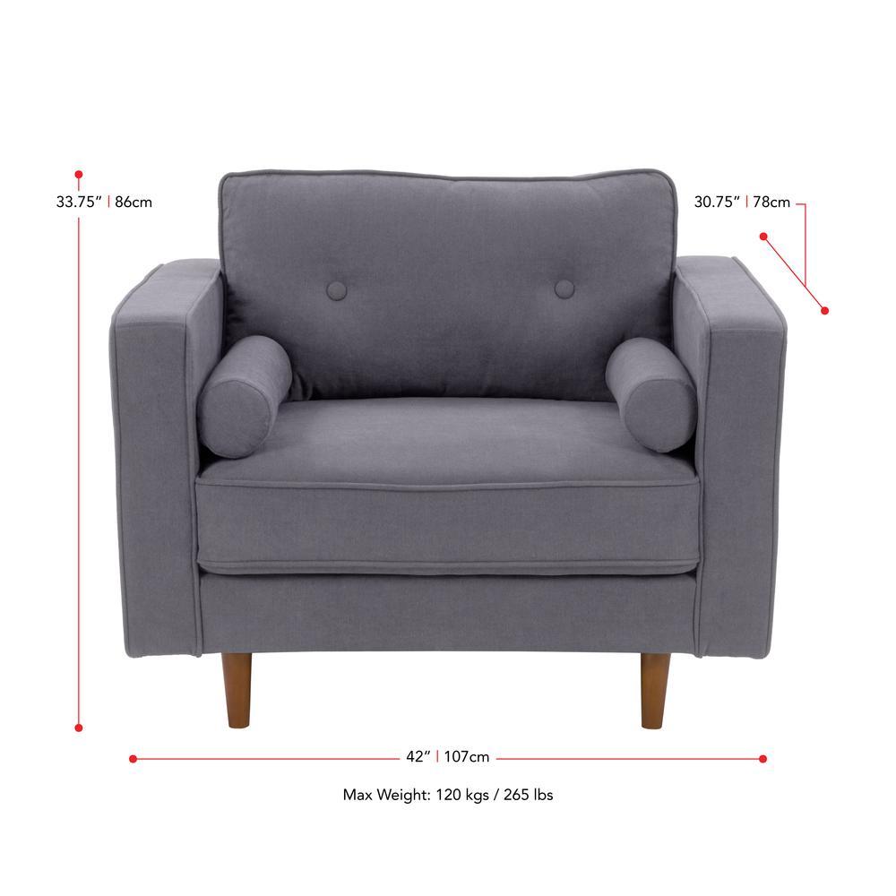 CorLiving Mulberry Fabric Upholstered Modern Sofa, Loveseat and Accent Chair Set, Grey -4pcs