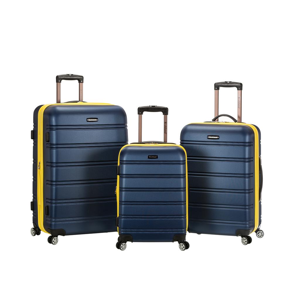 Rockland Melbourne 3 Piece ABS Luggage Set, Navy, One Size