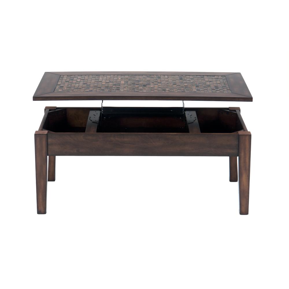 Jofran Baroque Brown Lift Top Cocktail Table with Mosaic Tile Inlay