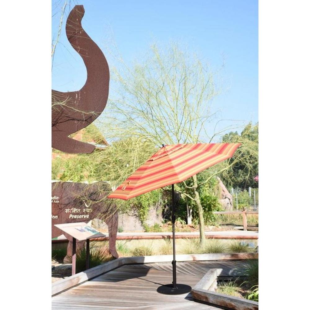 California Umbrella 9' Casa Series Patio Umbrella With Bronze Aluminum Pole Aluminum Ribs Auto Tilt Crank Lift With Sunbrella 2A Jockey Red Fabric
