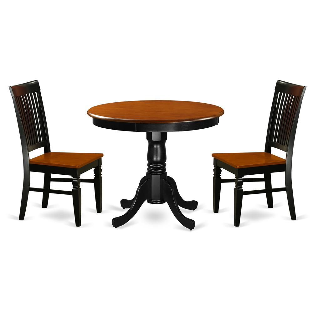 East West Furniture Dining Room Set Black & Cherry, ANWE3-BCH-W
