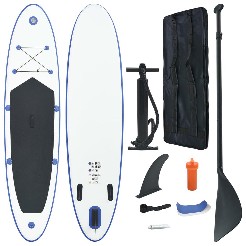 vidaXL Inflatable Stand Up Paddleboard Set Blue and White, 91582