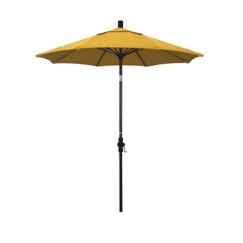 California Umbrella 7.5' Sun Master Series Patio Umbrella With Bronze Aluminum Pole Fiberglass Ribs Collar Tilt Crank Lift With Olefin Lemon Fabric