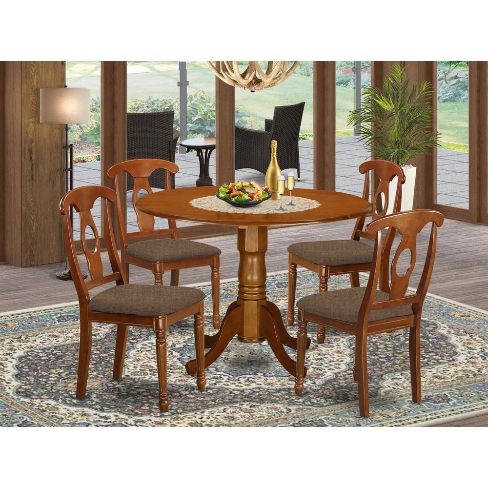 East West Furniture DLNA5-SBR-C 5 Pc Kitchen nook Dining set-Small Table plus 4 Dining Chairs