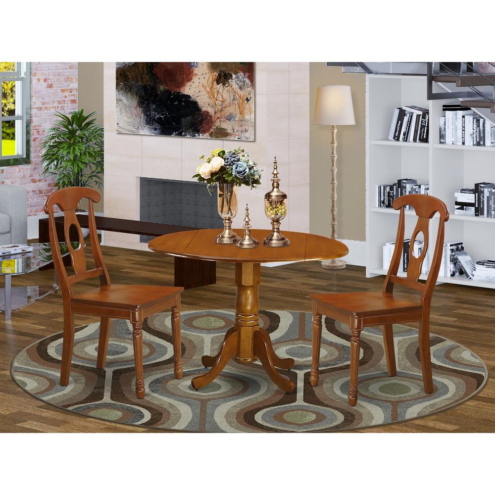 East West Furniture 3  PC  Kitchen  nook  Dining  set-drop  leaf  Table  and  2  Kitchen  Chairs