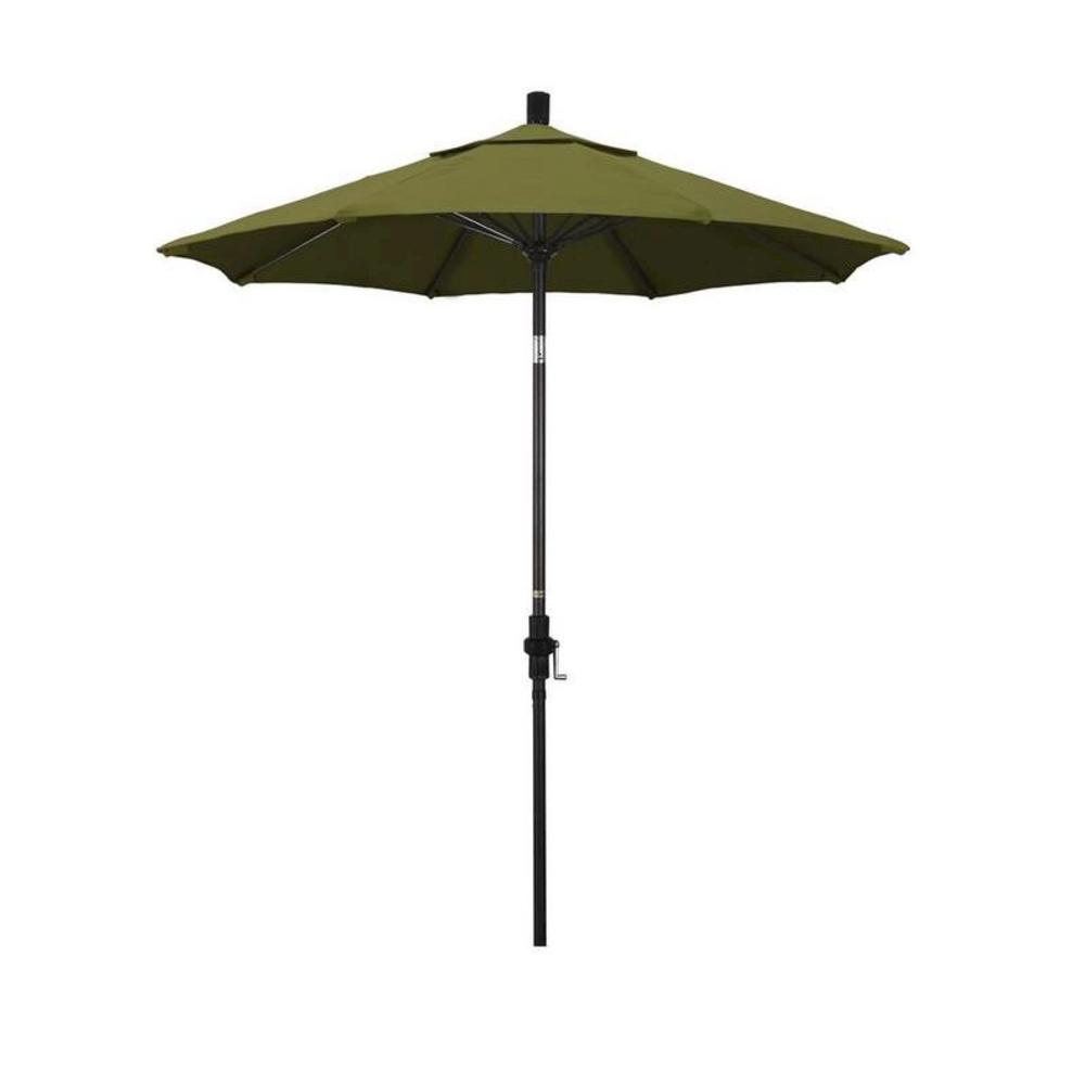 California Umbrella 7.5' Sun Master Series Patio Umbrella With Bronze Aluminum Pole Fiberglass Ribs Collar Tilt Crank Lift With Pacifica Palm Fabric