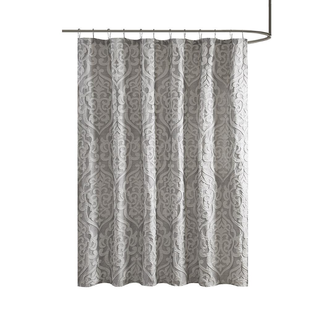 Madison Park Jacquard Shower Curtain Silver 825