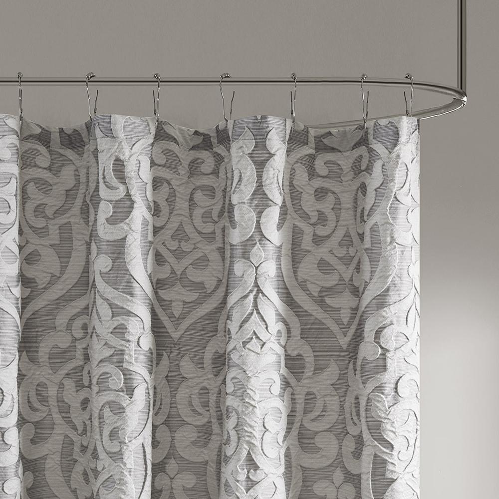 Madison Park Jacquard Shower Curtain Silver 825