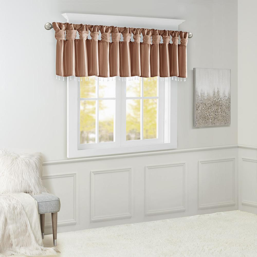Madison Park Lightweight Faux Silk Valance With Beads,MP41-4451