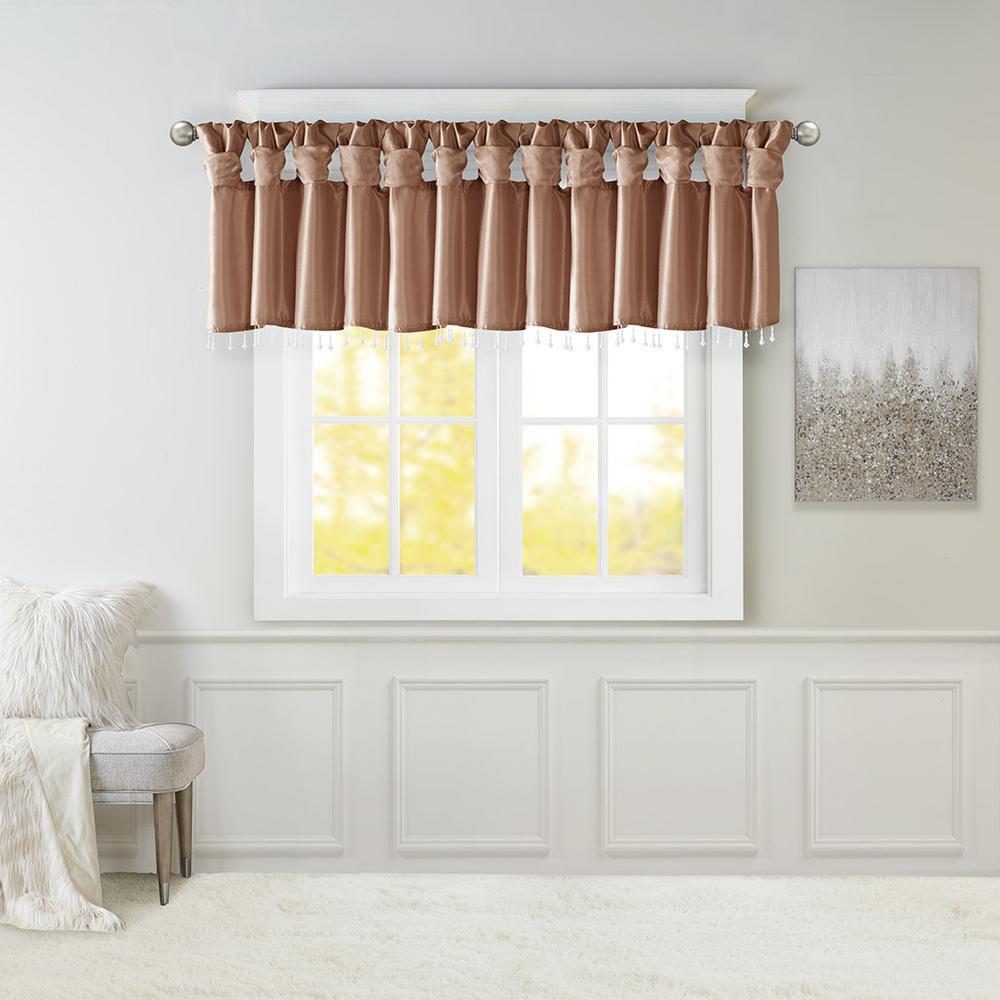 Madison Park Lightweight Faux Silk Valance With Beads,MP41-4451