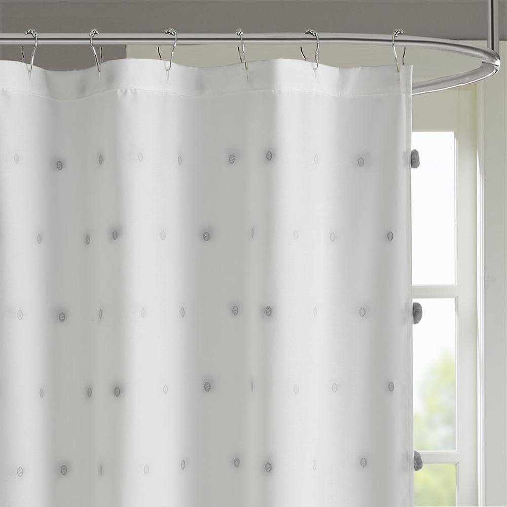 Madison Park 100% Polyester Clip Shower Curtain,MP70-6598