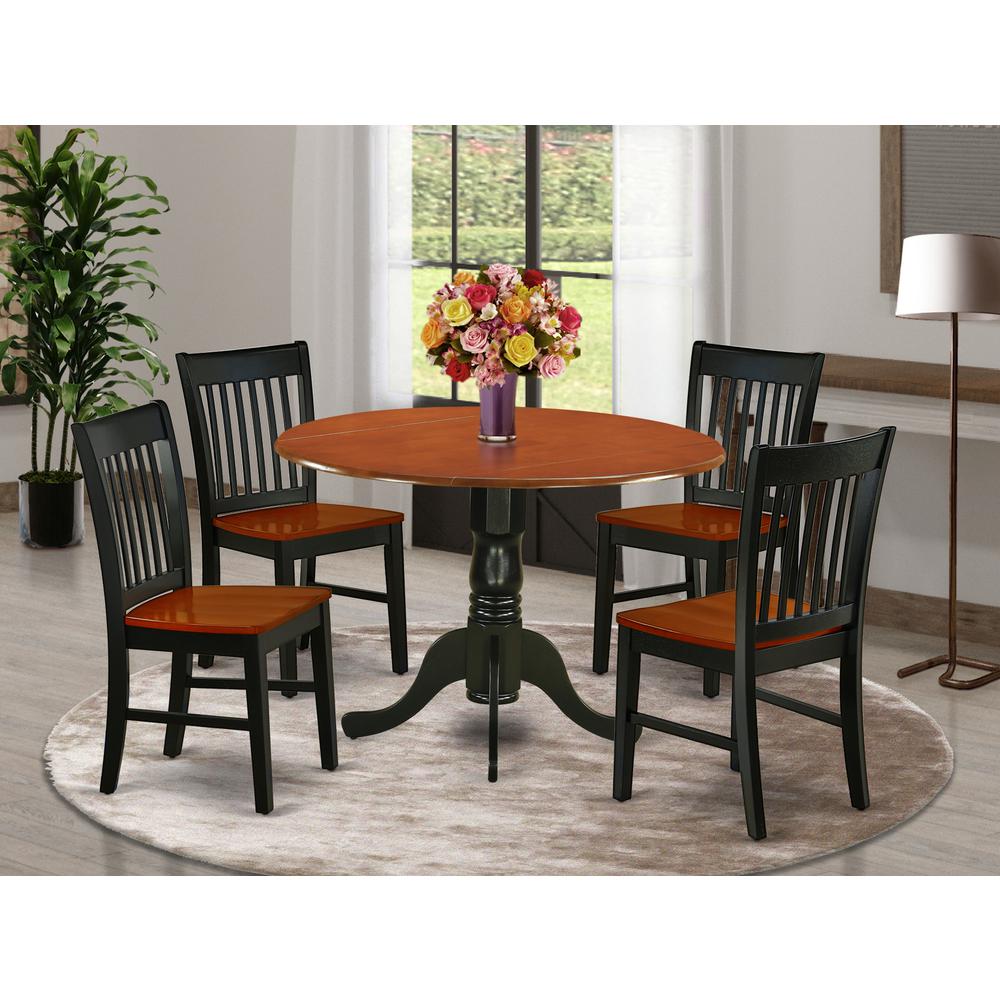 East West Furniture Dining Room Set Black & Cherry, DLNO5-BCH-W