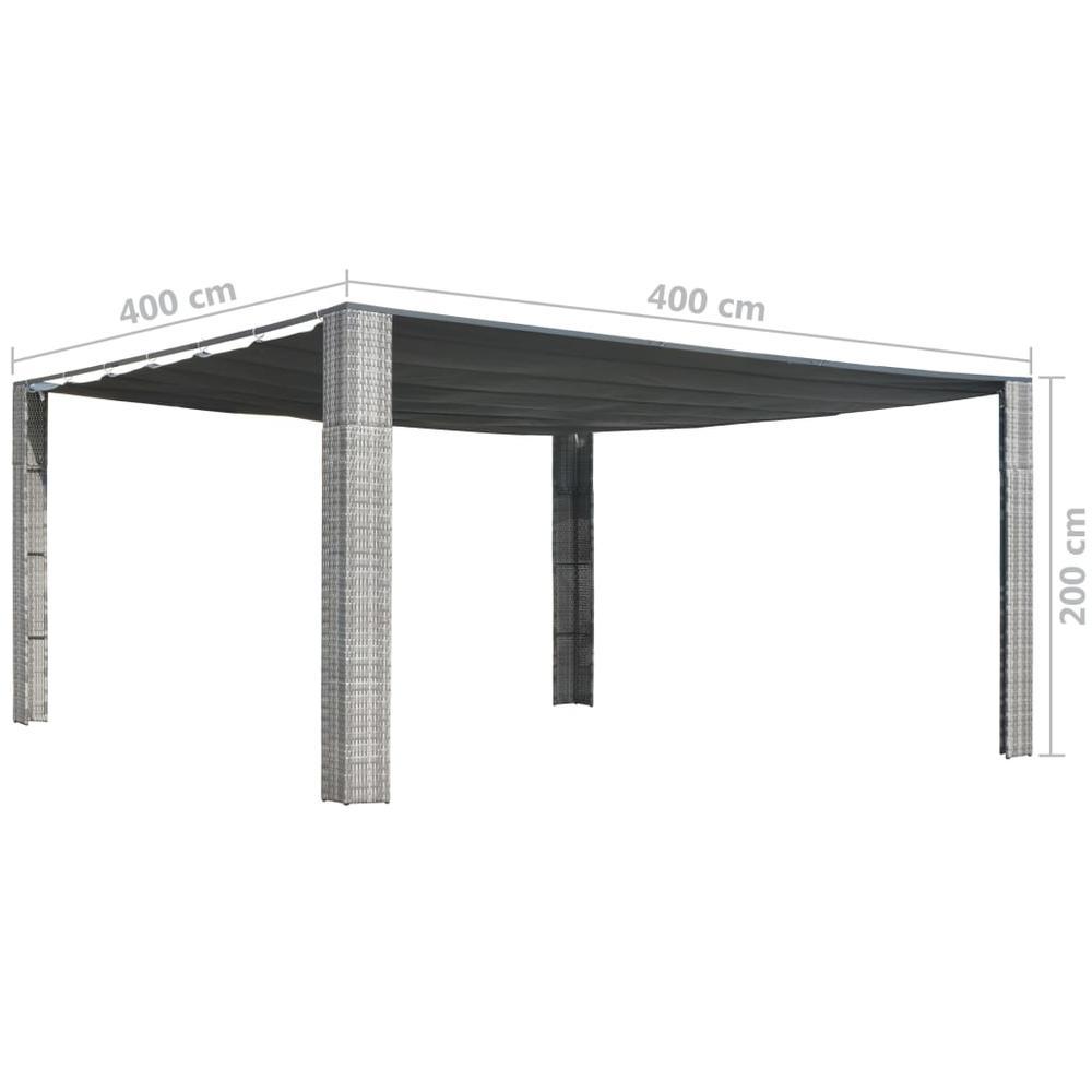 vidaXL Gazebo with Sliding Roof Poly Rattan 157.4"x157.4"x78.7"  Gray and Anthracite, 44819