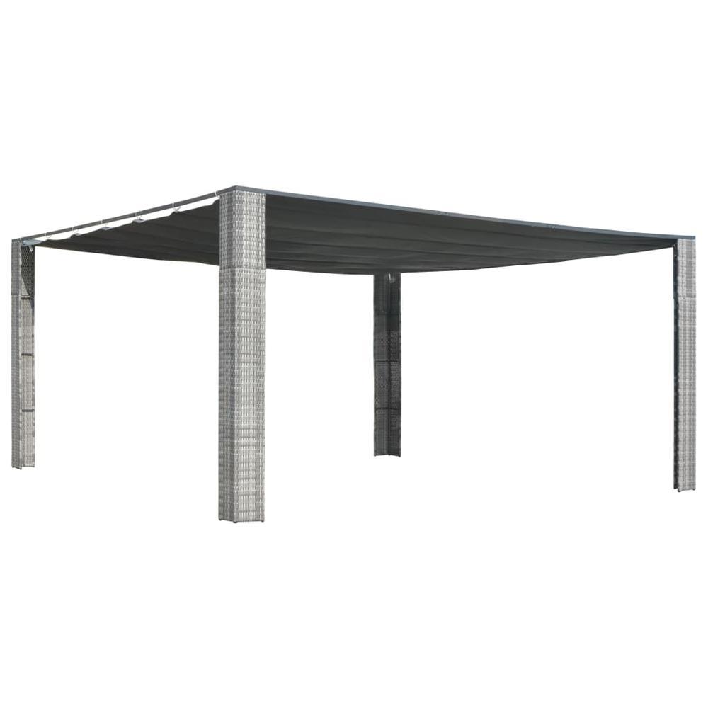 vidaXL Gazebo with Sliding Roof Poly Rattan 157.4"x157.4"x78.7"  Gray and Anthracite, 44819