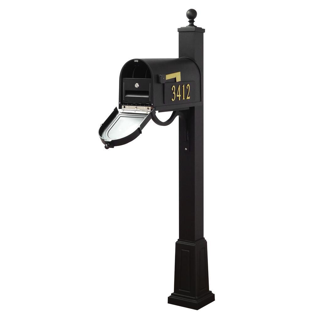 Special Lite Products Berkshire Curbside Mailbox with Front and Side Numbers, and Springfield Mailbox Post with Base