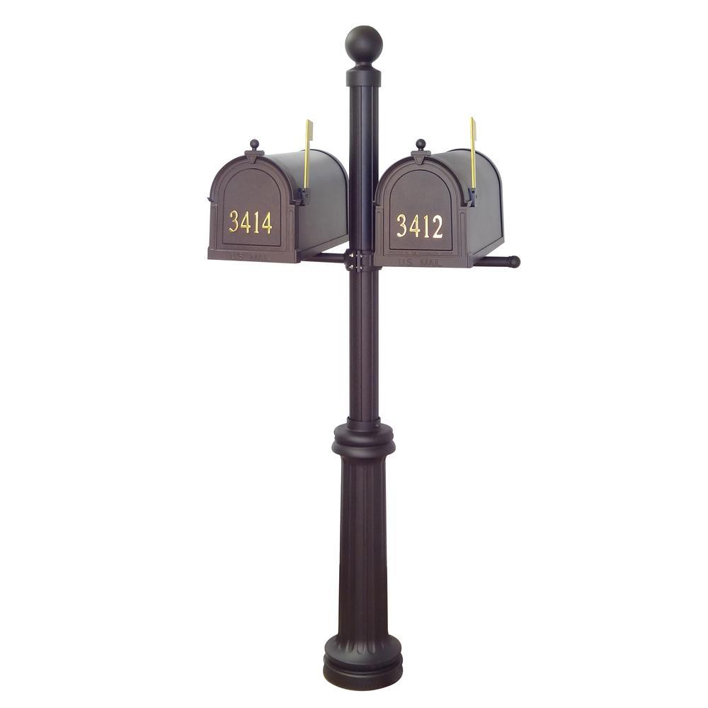 Special Lite Products Berkshire Curbside Mailboxes with Front Address Numbers and Fresno Double Mount Mailbox Post