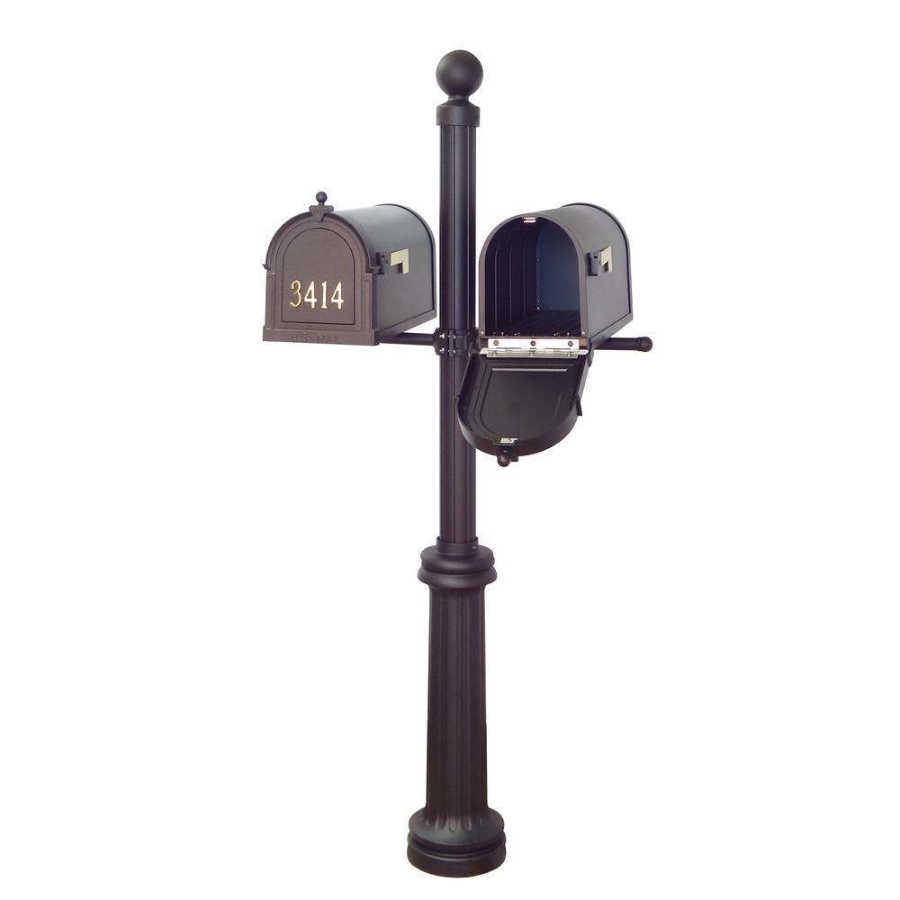 Special Lite Products Berkshire Curbside Mailboxes with Front Address Numbers and Fresno Double Mount Mailbox Post
