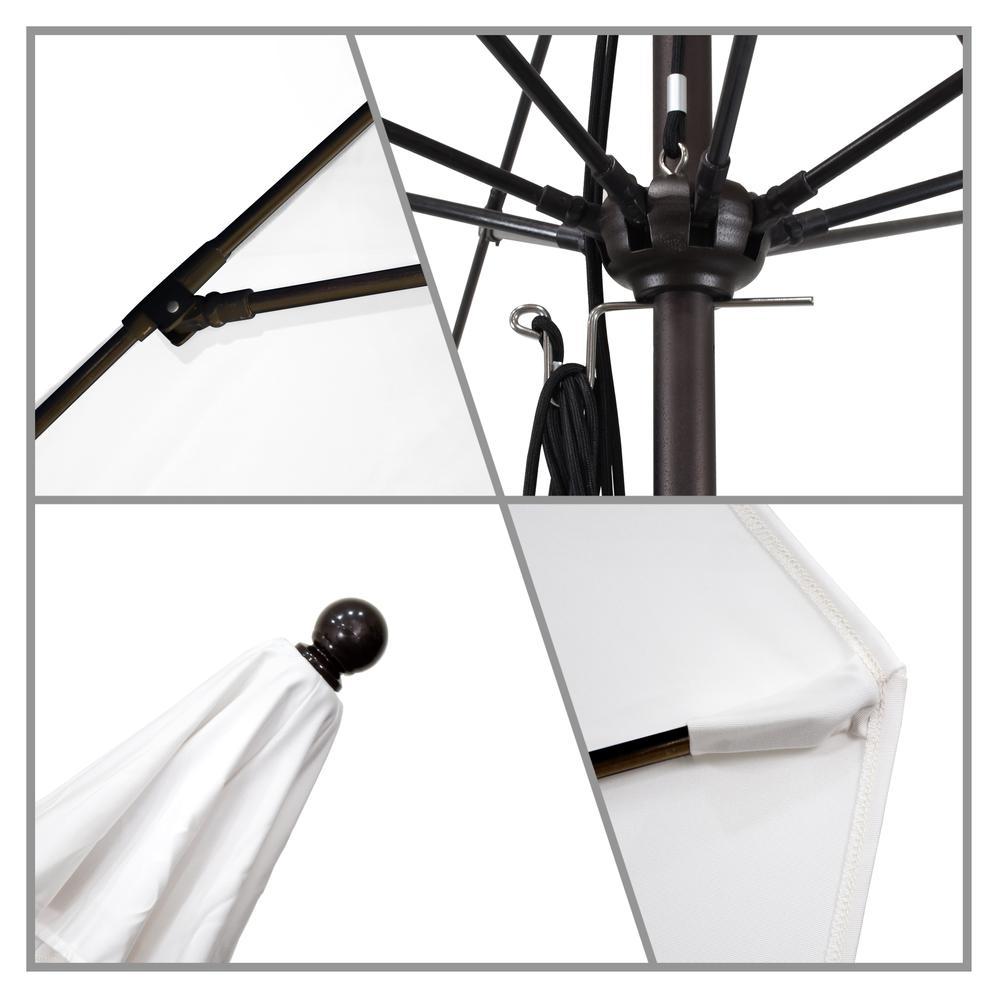 California Umbrella 11' Venture Series Patio Umbrella With Matted White Aluminum Pole Fiberglass Ribs Pulley Lift With Sunbrella 1A Canvas Fabric