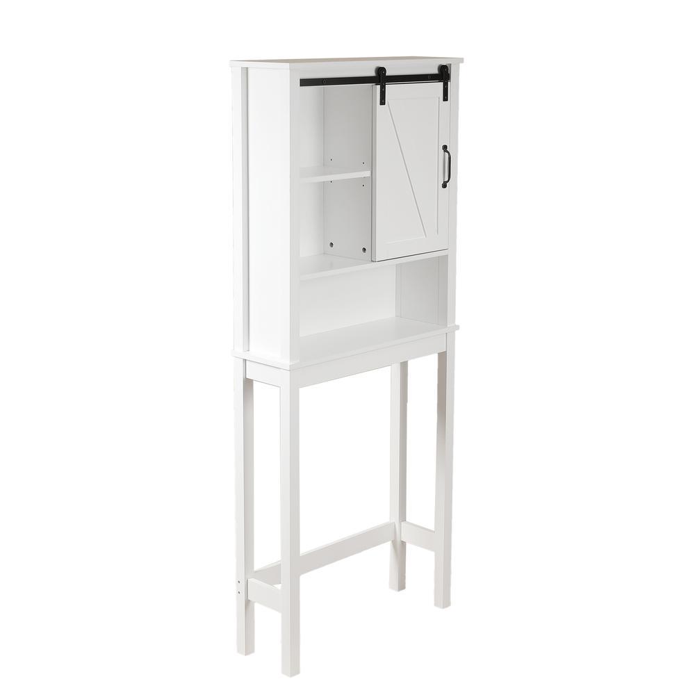 Luxen Home Farmhouse White MDF Over-the-Toilet Space Saver Cabinet