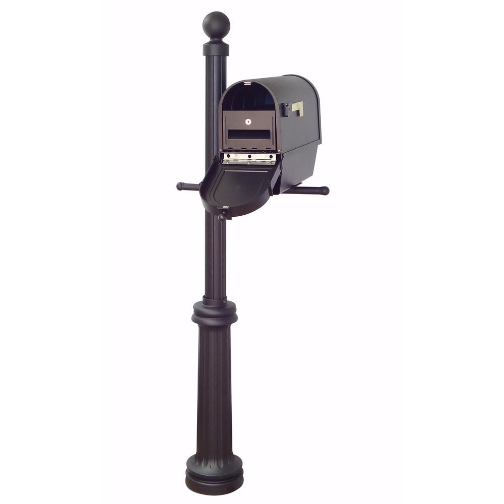 Special Lite Products Berkshire Curbside Mailbox with Newspaper Tube, Locking Insert and Fresno Mailbox Post
