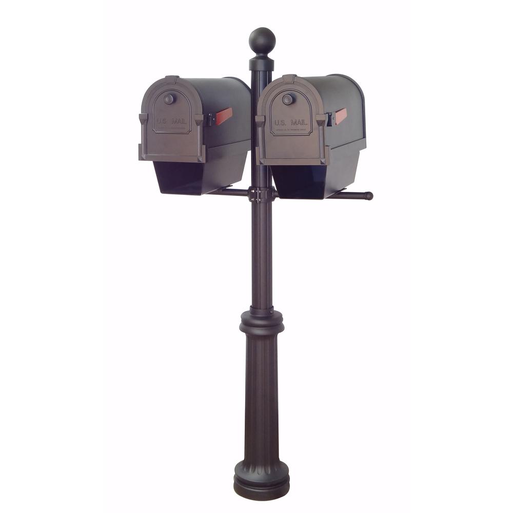 Special Lite Products Savannah Curbside Mailboxes with Newspaper Tubes and Fresno Double Mount Mailbox Post