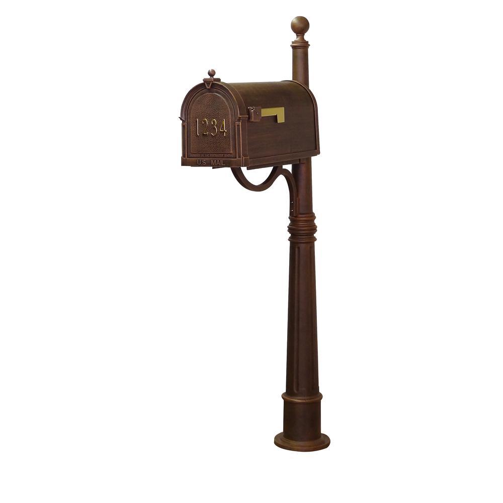 Special Lite Products Berkshire Curbside Mailbox with Front Address Numbers, Locking Insert and Ashland Mailbox Post
