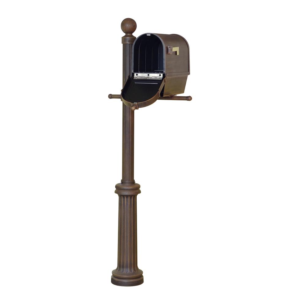 Special Lite Products Berkshire Curbside Mailbox with Newspaper Tube, Front Address Numbers, Locking Insert and Fresno Mailbox Post
