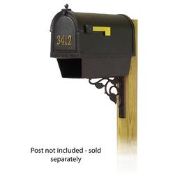 Special Lite Products Berkshire Curbside Mailbox with Front Address Numbers, Newspaper tube and Floral front single mailbox mounting bracket