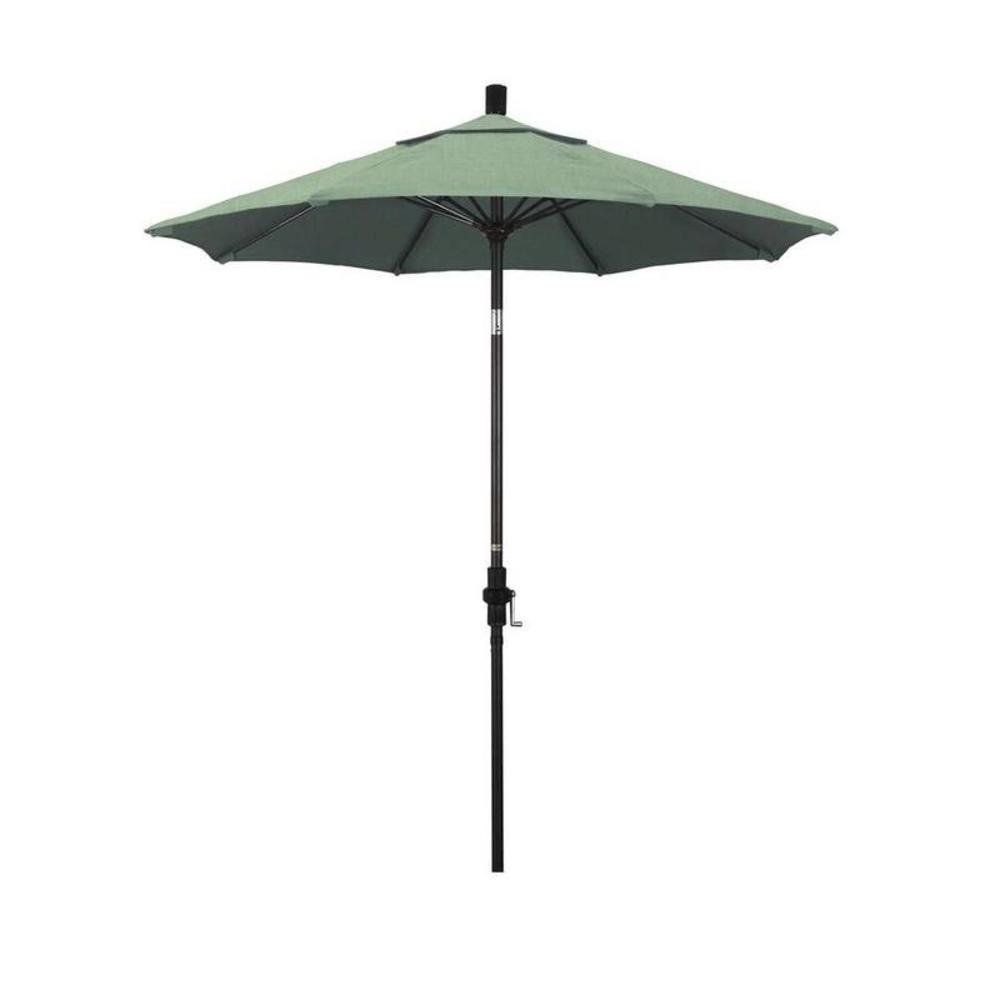 California Umbrella 7.5' Sun Master Series Patio Umbrella With Bronze Aluminum Pole Fiberglass Ribs Collar Tilt Crank Lift With Pacifica Spa Fabric