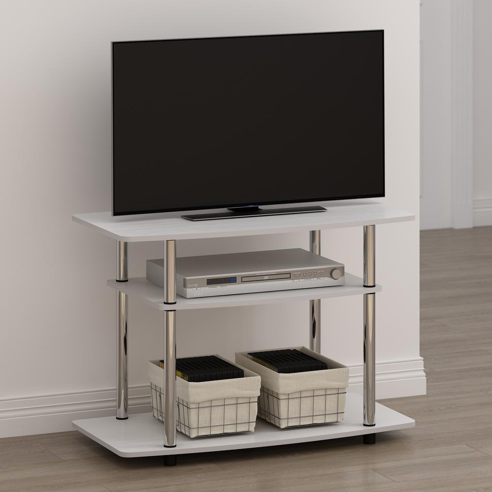 Furinno Turn-N-Tube No Tools 3-Tier TV Stands, White Oak/Chrome