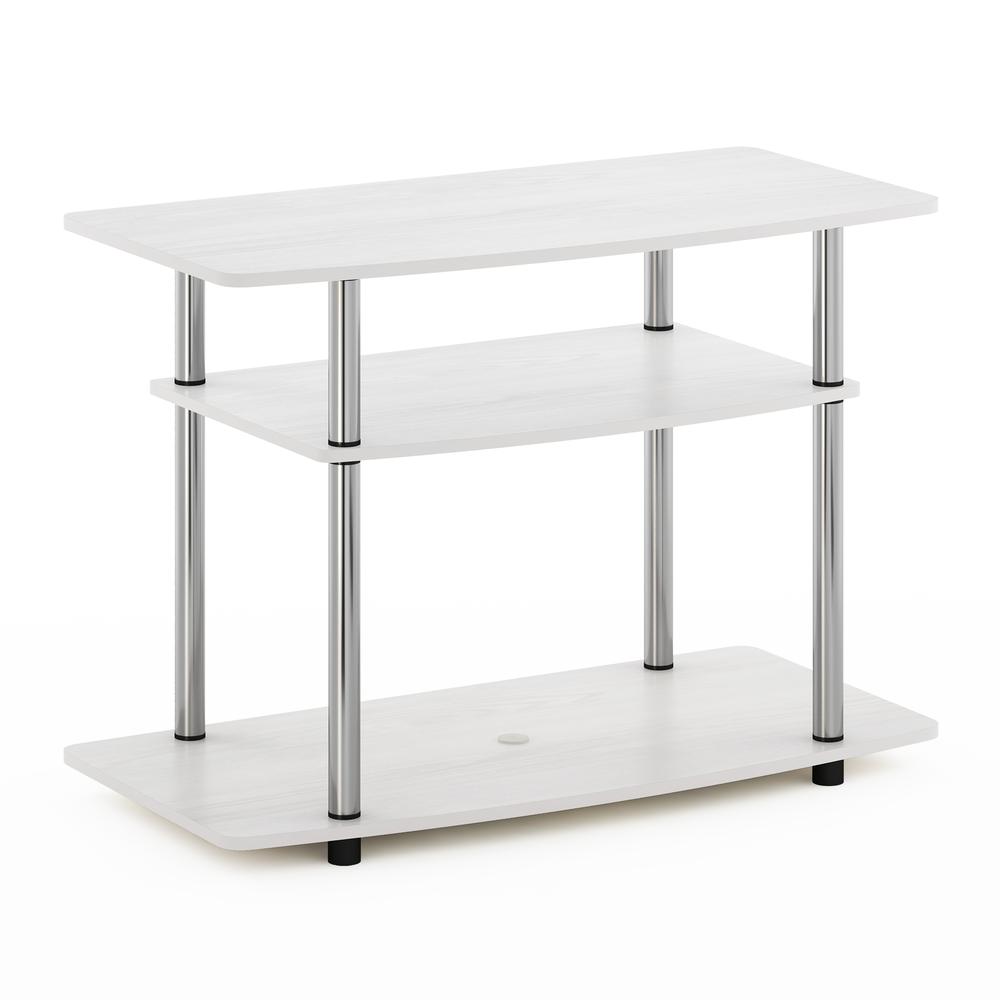 Furinno Turn-N-Tube No Tools 3-Tier TV Stands, White Oak/Chrome