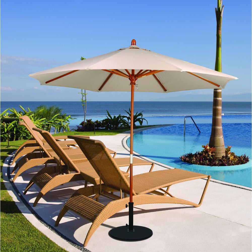 California Umbrella 7.5' Grove Series Patio Umbrella With Wood Pole Hardwood Ribs  Push Lift With Sunbrella 2A Henna Fabric