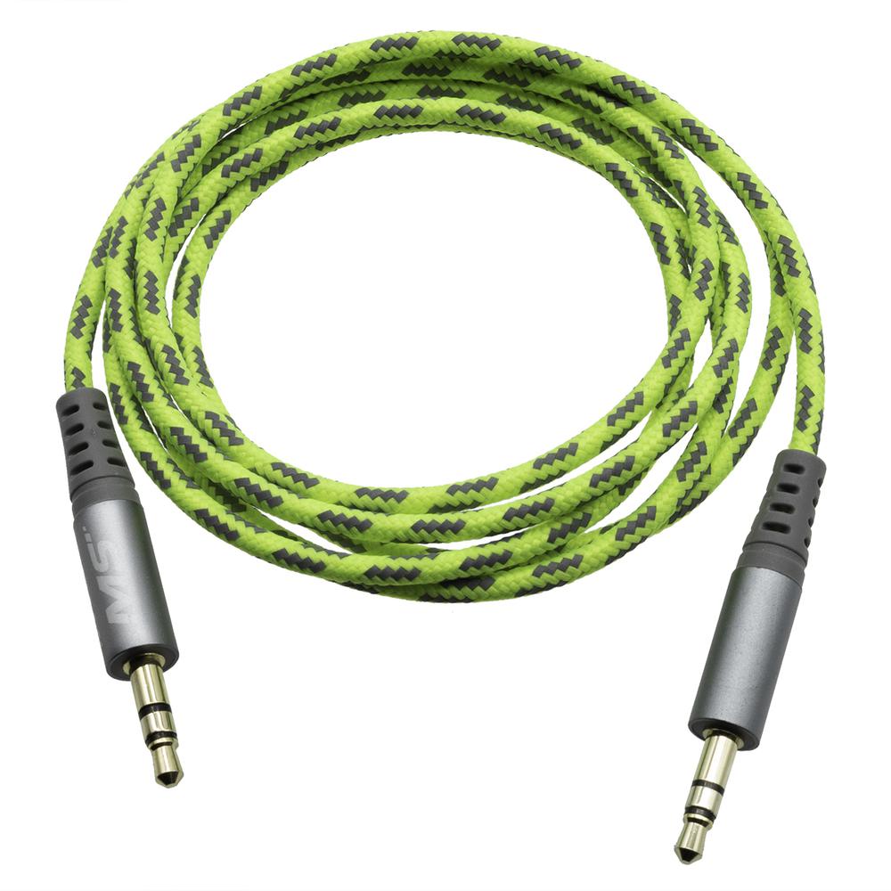 MobileSpec Hi-Vis Yellow 4FT Auxiliary Cable MBSHV0402 - Tangle-Free 3.5mm Audio Cable for Car Truck Home Office and Van