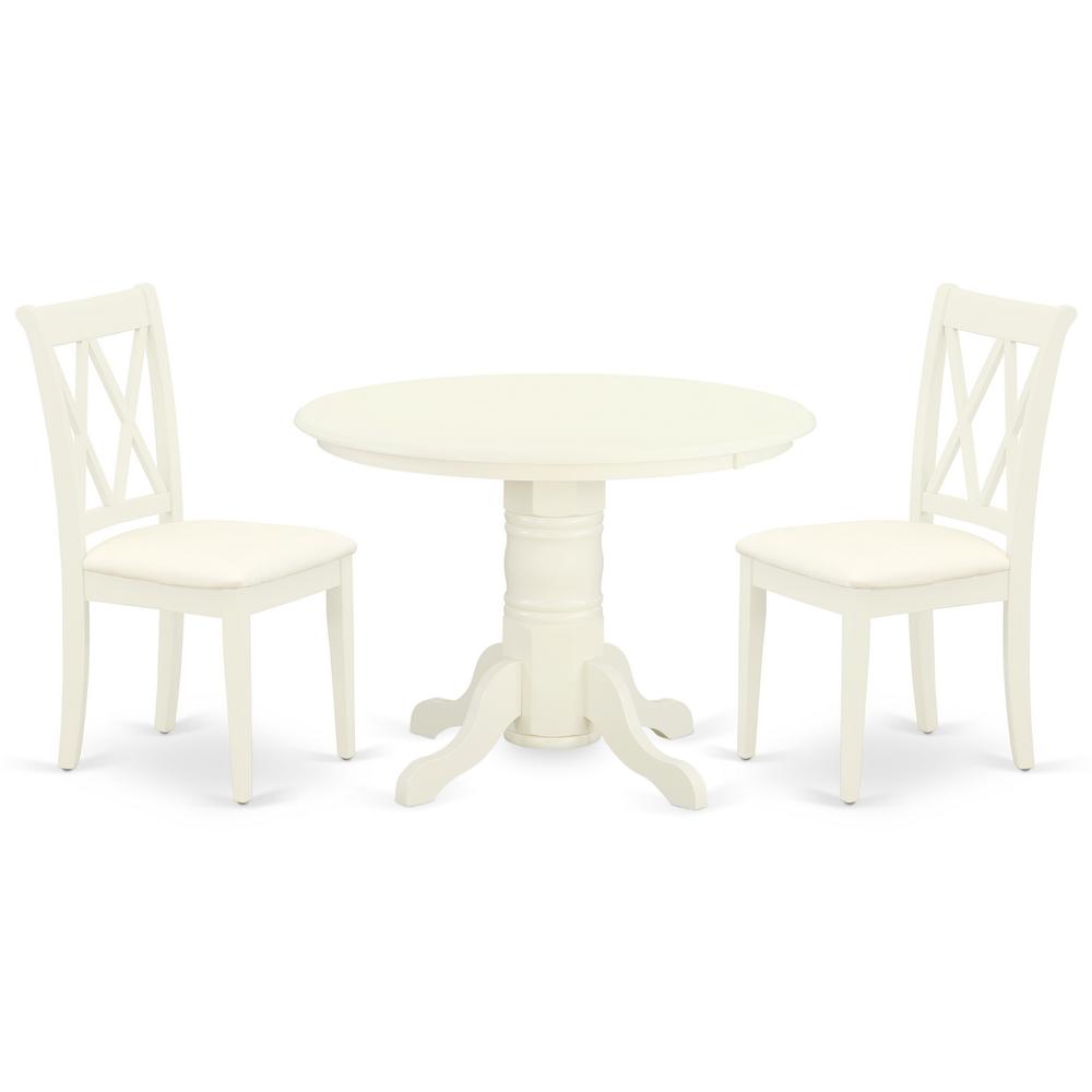 East West Furniture Dining Room Set Linen White, SHCL3-WHI-C