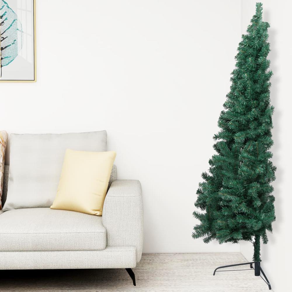 vidaXL Artificial Half Christmas Tree with Stand Green 82.7" PVC, 321033