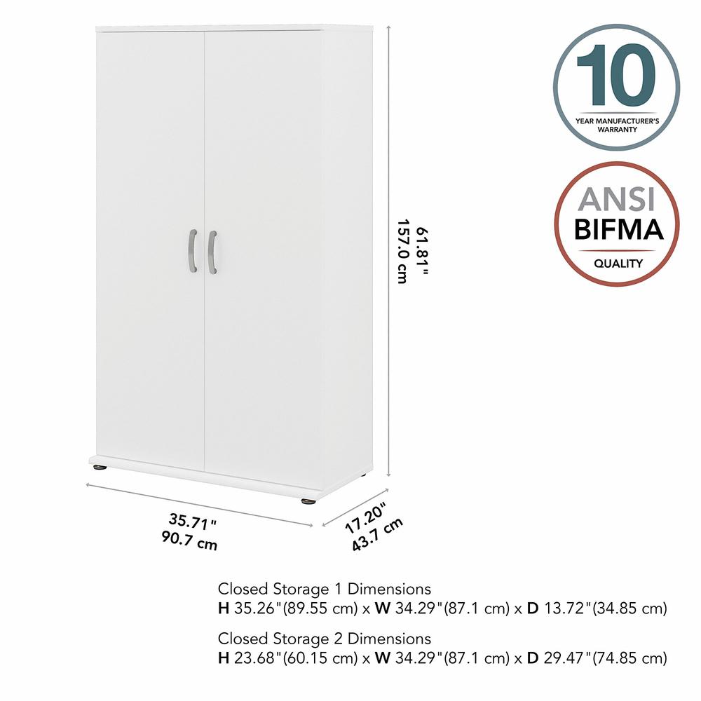 Bush Furniture Bush Business Furniture Universal Tall Garage Storage Cabinet with Doors and Shelves - White