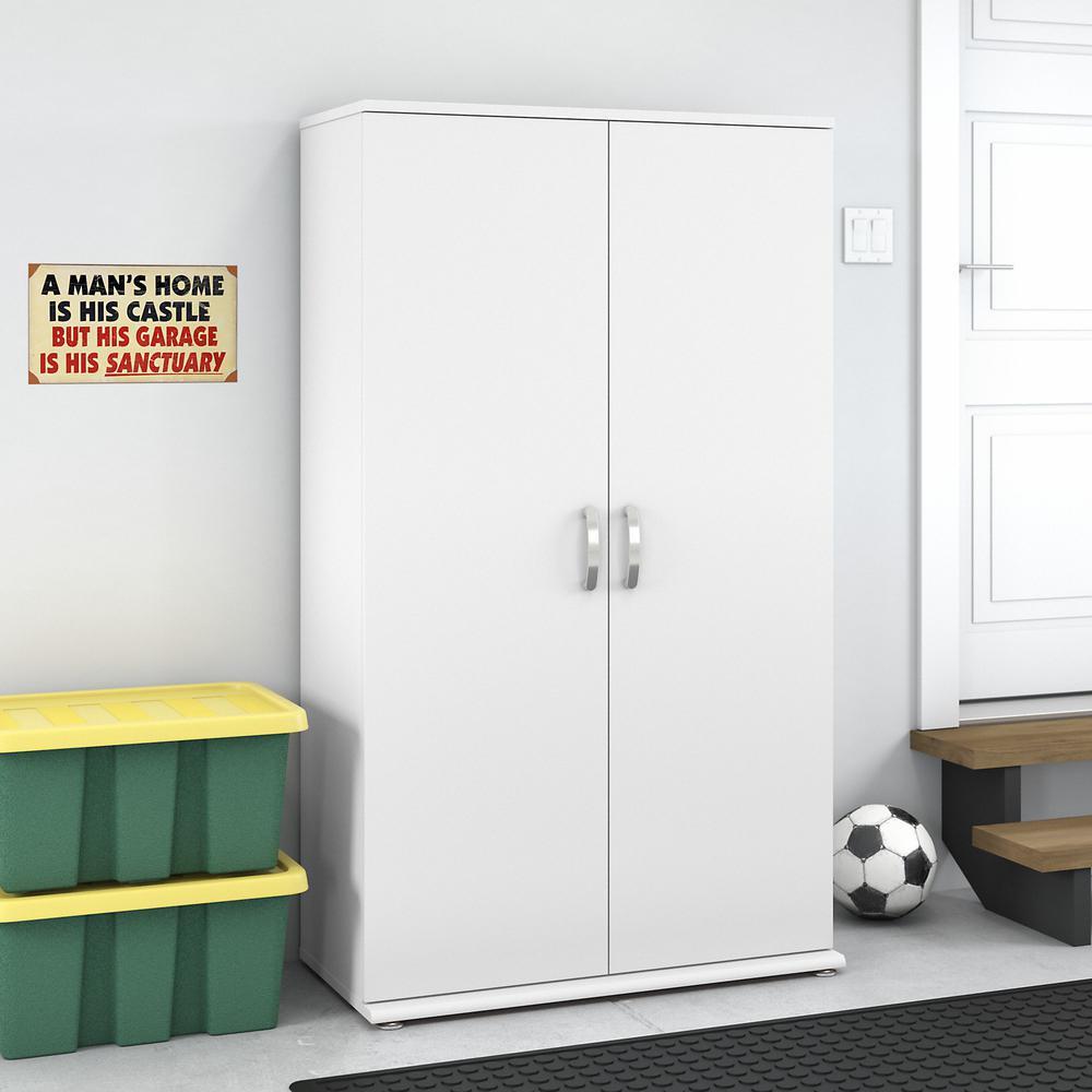Bush Furniture Bush Business Furniture Universal Tall Garage Storage Cabinet with Doors and Shelves - White