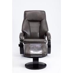 Progressive Furniture Relax-R™ Montreal Recliner and Ottoman in Black Pepper Air Leather
