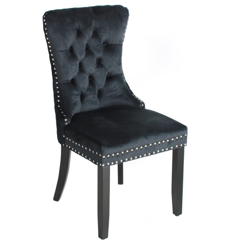 Better Homes Better Home Products Sofia Velvet Upholstered Tufted Dining Chair Set in Black