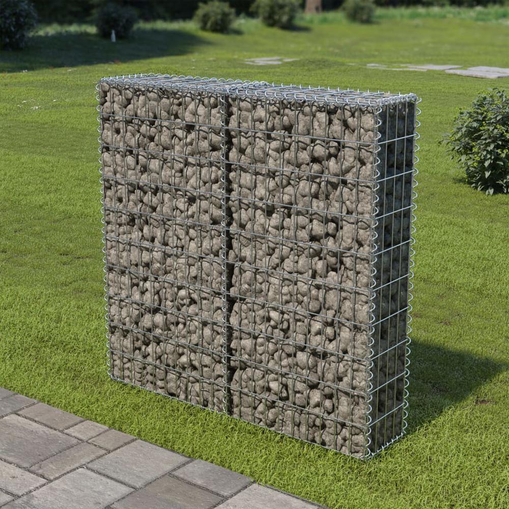 vidaXL Gabion Wall with Covers Galvanized Steel 39.4"x7.87"x39.4", 143578