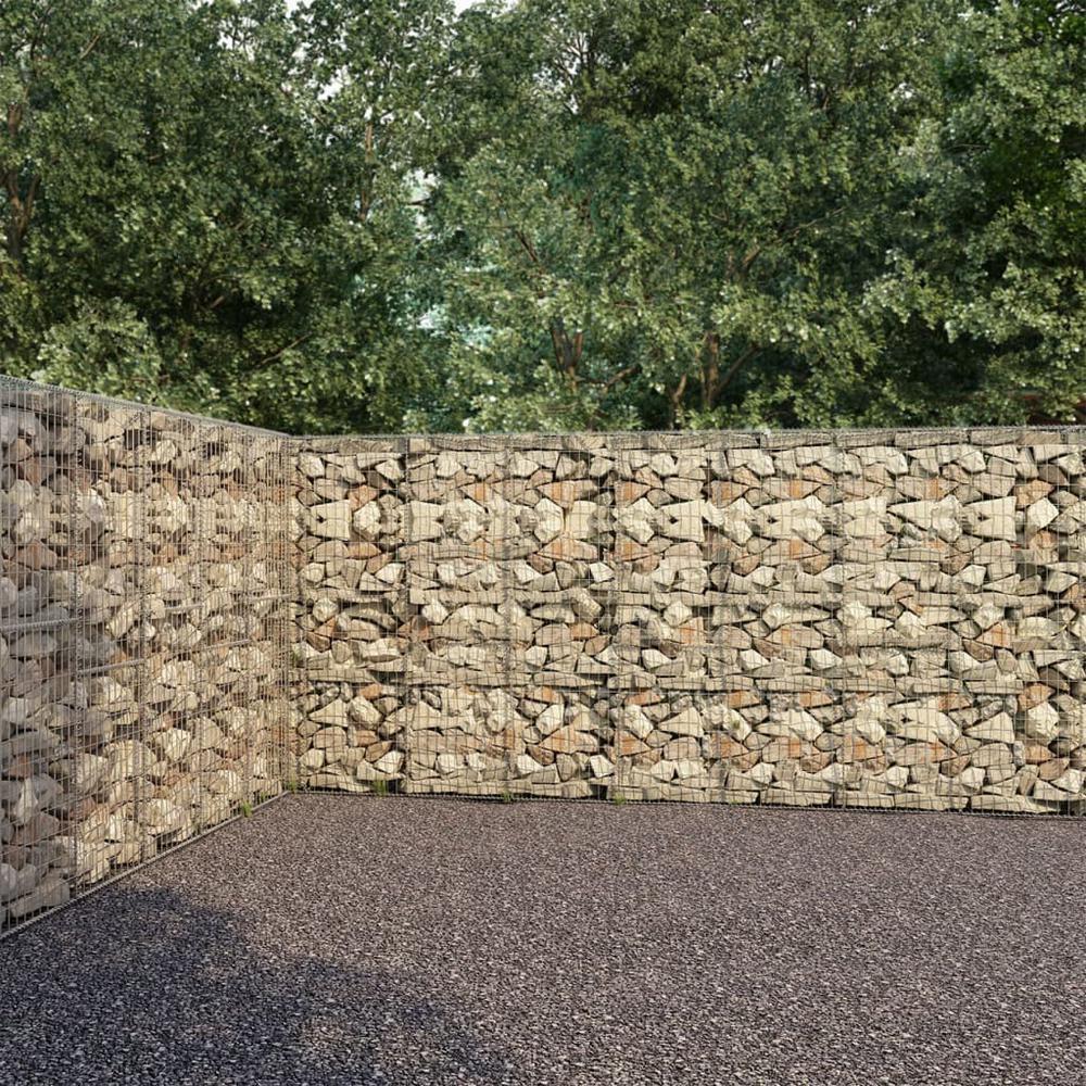 vidaXL Gabion Wall with Covers Galvanised Steel 236.2"x11.8"x78.7", 144915