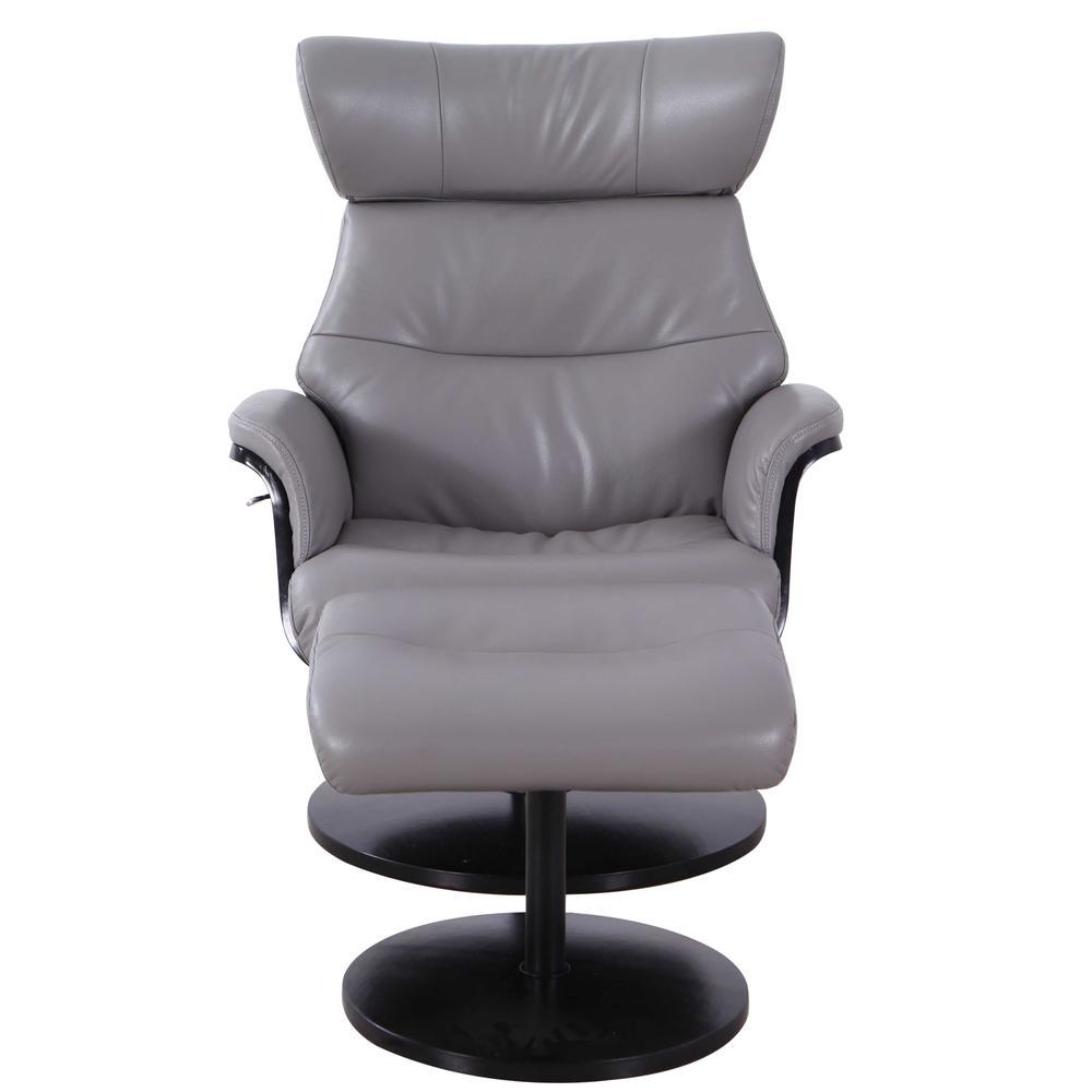 Progressive Furniture Relax-R™ Sennet Recliner and Ottoman in Steel Air Leather