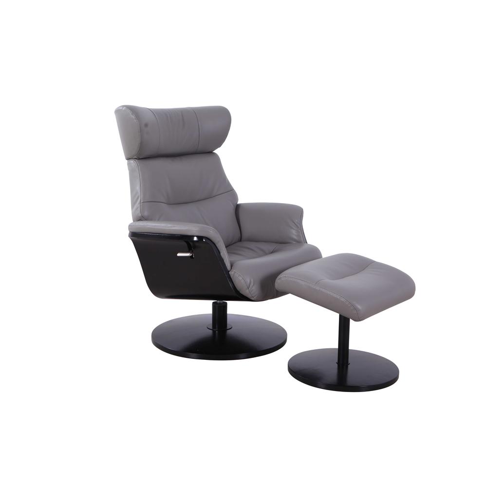 Progressive Furniture Relax-R™ Sennet Recliner and Ottoman in Steel Air Leather