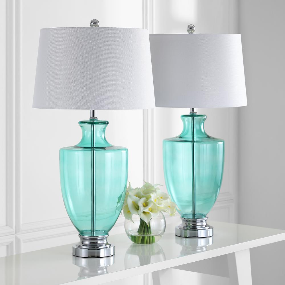 Safavieh Desiree 30-Inch H Glass Table Lamp, Green