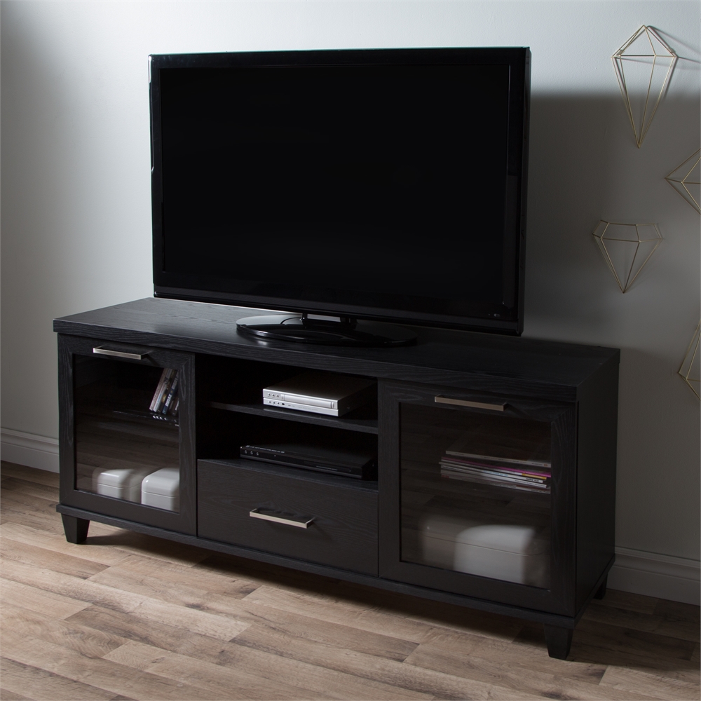 South Shore Adrian TV Stand for TVs up to 60'', Black Oak
