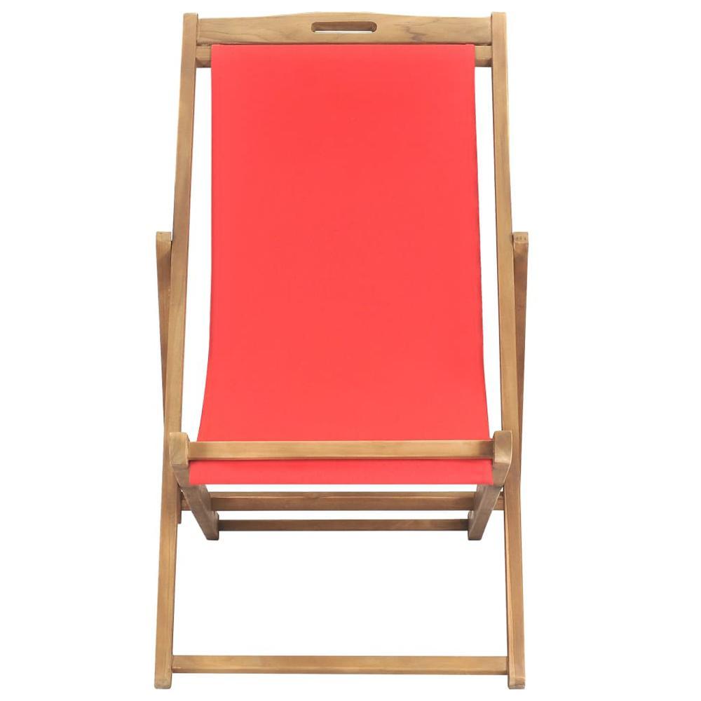 vidaXL Folding Beach Chair Solid Teak Wood Red, 47417