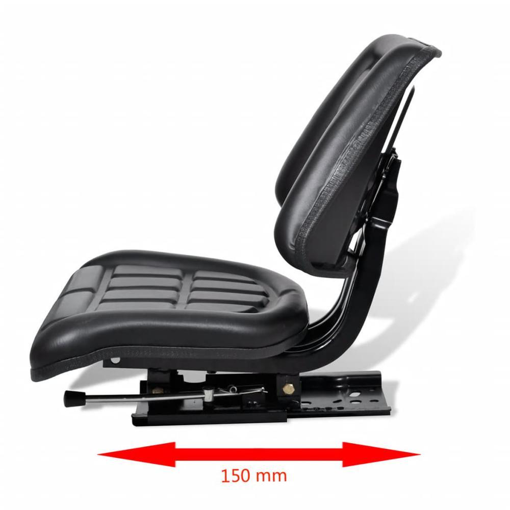 vidaXL Tractor Seat with Backrest Black, 210156
