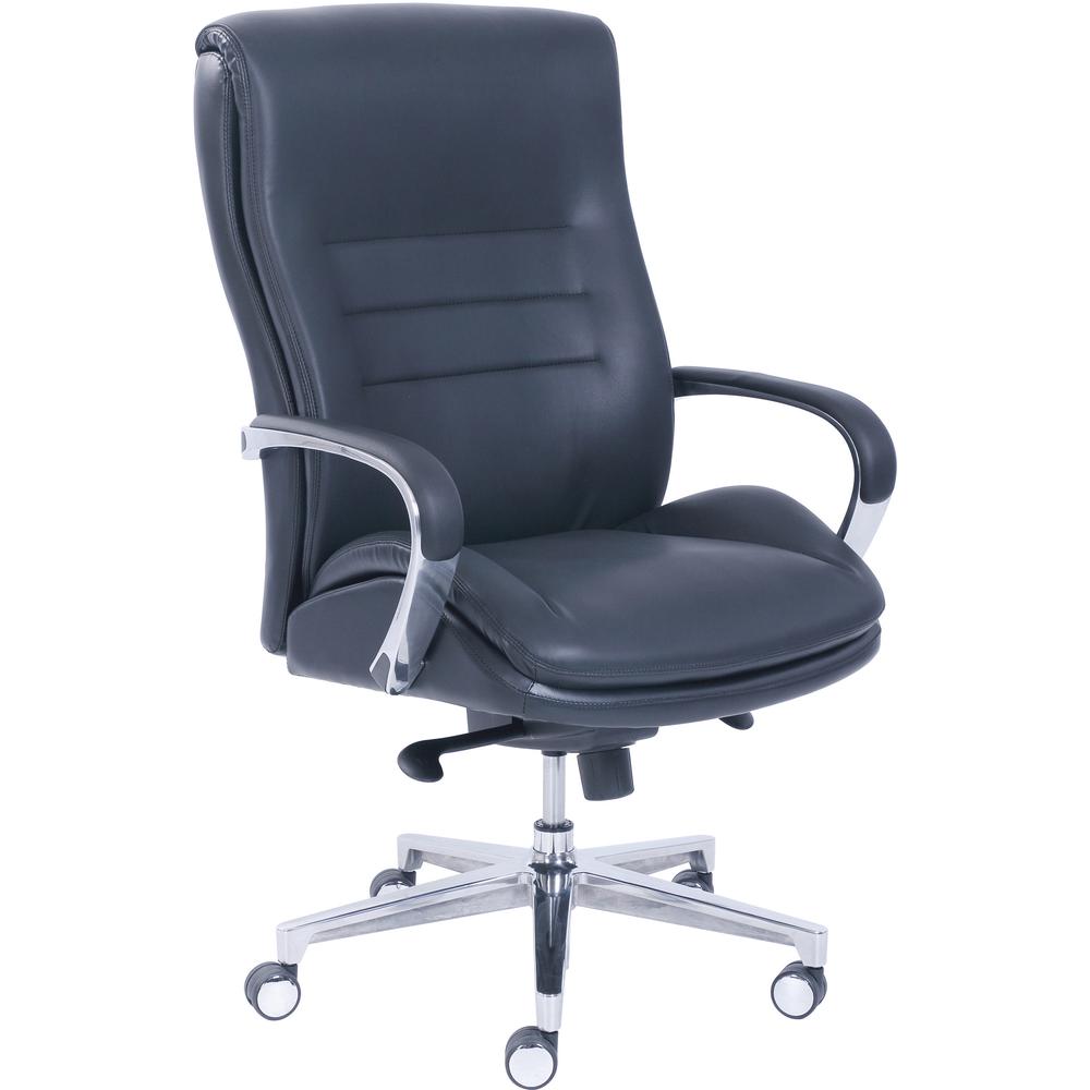 La-Z-Boy ComfortCore Gel Seat Executive Chair - Black Faux Leather Seat - Black Faux Leather Back - 1 Each